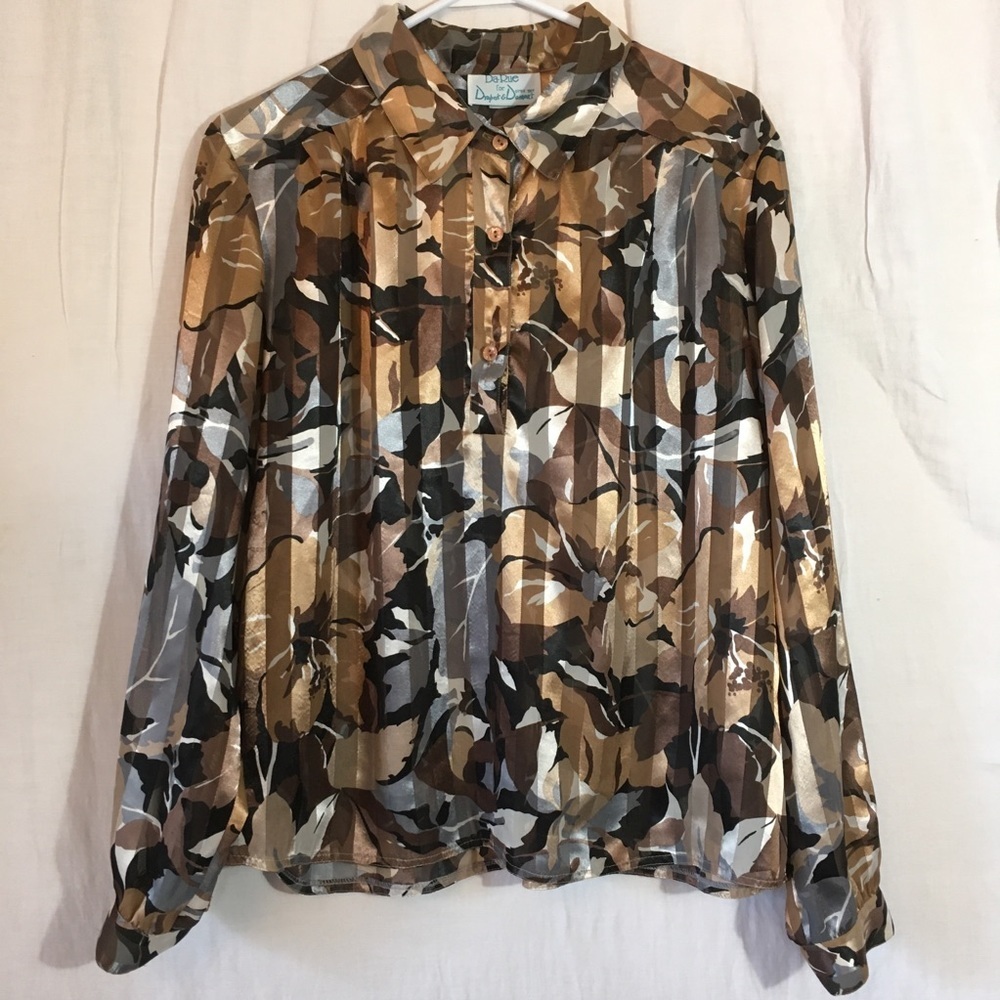 Vintage Semi Sheer 1/2 Button Tunic Blouse